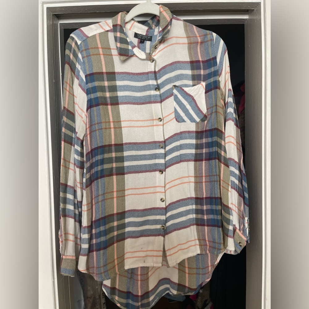 TOPSHOP | flannel plaid button down | size 8